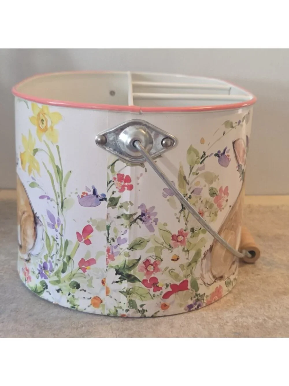 Metal Easter Bunny Rabbit Basket Utensil Bucket 10